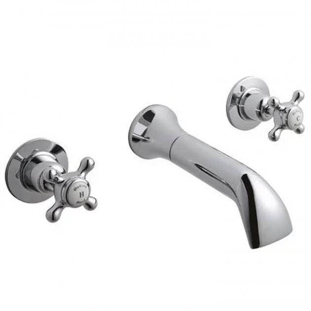Hudson Reed Topaz Dome 2-Tap Handle Wall Mounted Bath Filler Tap - Chr