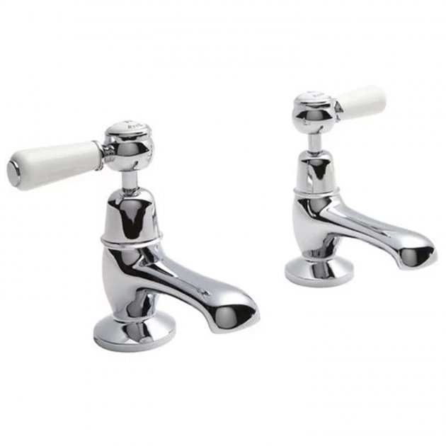 Hudson Reed Topaz Manual Lever Basin Pair Taps - Chrome - BC301DL