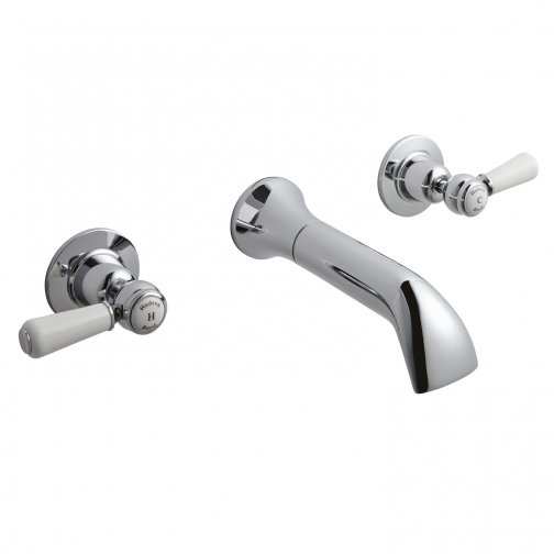Hudson Reed Topaz 2-Tap Handle Wall Mounted Lever Bath Filler Tap - Ch