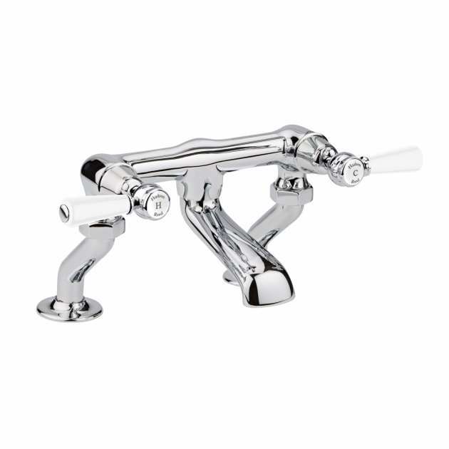 Chrome Hudson Reed pillar mounted bath filler tap with white topaz lever handles, model BC303DL