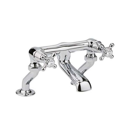 Hudson Reed Pillar Mounted White Topaz Crosshead Bath Filler Tap - Chrome/White - BC303DXWM