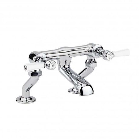 Hudson Reed Pillar Mounted White Topaz Lever Bath Filler Tap - Chrome/White - BC303HL