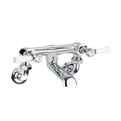 Hudson Reed Wall Mounted White Topaz Lever Bath Filler Tap - Chrome/White - BC303HLWM