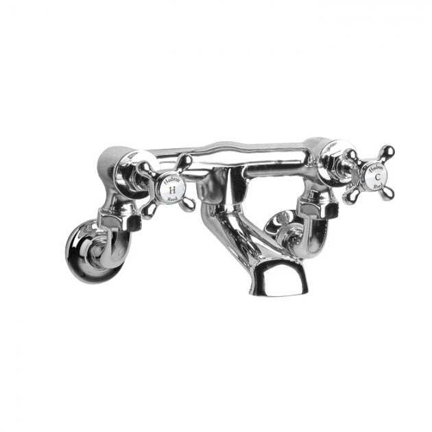 Hudson Reed White Topaz Wall Mounted Crosshead Bath Filler Tap - Chrome/White - BC303HXWM
