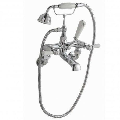 Hudson Reed Topaz Wall Mounted Dome Lever Bath Shower Mixer  - Chrome / White - BC304DLWM