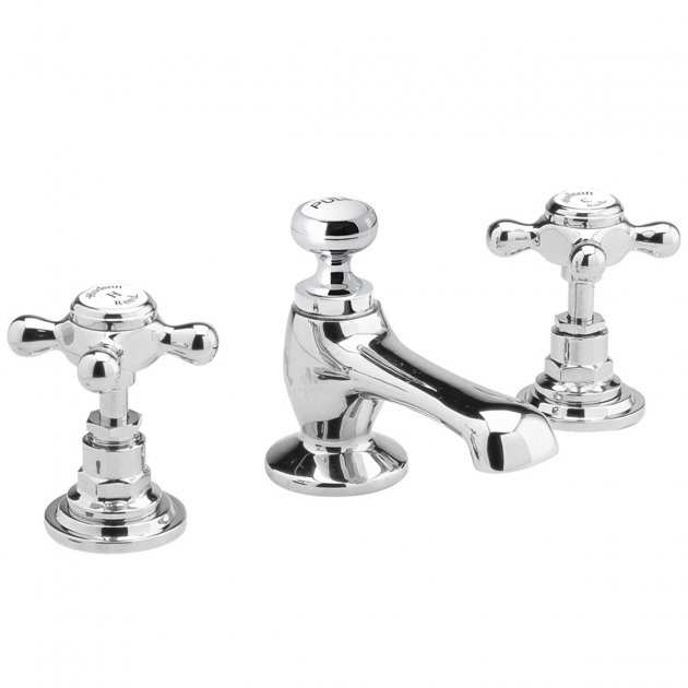 Hudson Reed Topaz Deck Mounted 3-Hole Basin Mixer Tap with Pop Up Wast