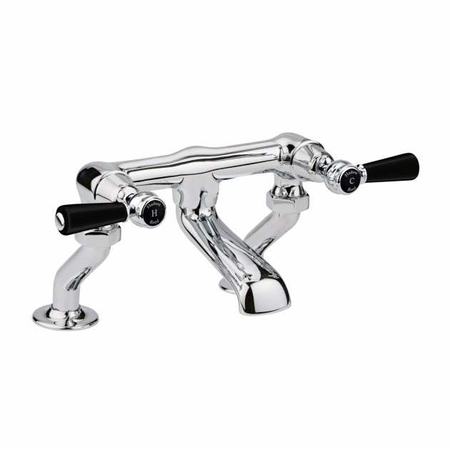 Hudson Reed Black Topaz Traditional Pillar Mounted Lever Bath Filler Tap - Chrome - BC403DL