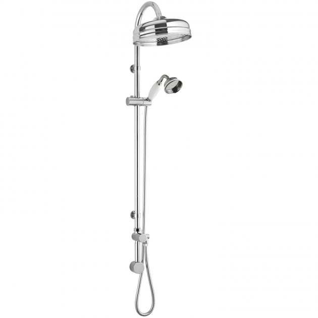 Hudson Reed Traditional Shower Riser Kit with Handset and Elbow with Drencher Head - Chrome - A3238 - TAP 'N' SHOWER