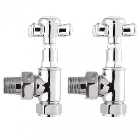 Hudson Reed Victorian Traditional Manual Crosshead Angled Radiator Valves Pair - Chrome - HT336