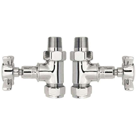 Hudson Reed Victorian Traditional Crosshead Manual Straight Radiator Valves Pair - Chrome - HT379