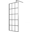 Hudson Reed Frame Effect 8mm clear glass wet room screen 700mm wide with black aluminium frame and support bar