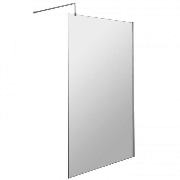 Hudson Reed 8mm Glass Wet Room Screen with Support Bar 1200mm Wide - P