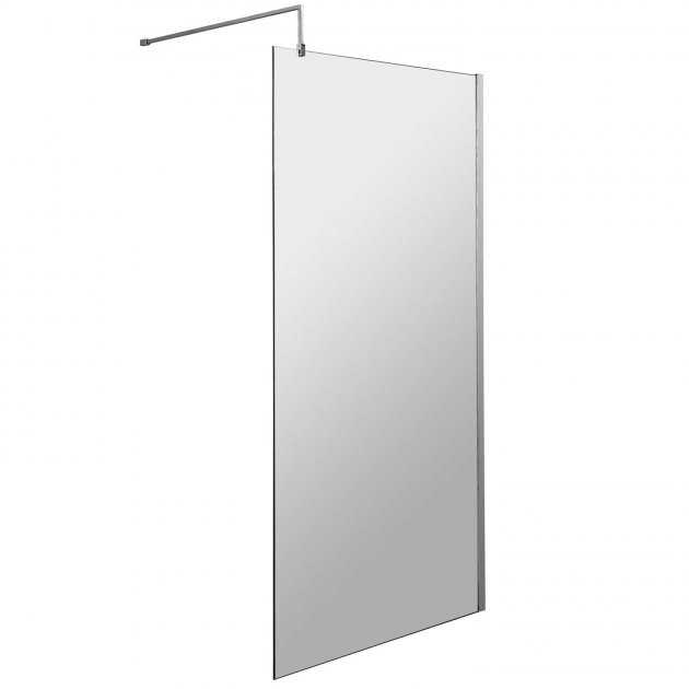 Hudson Reed 8mm Glass Wet Room Screen with Support Bar 900mm Wide - Po