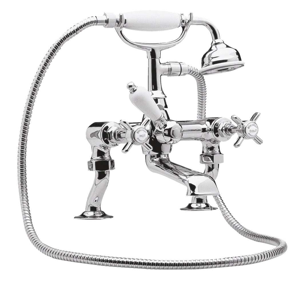 Nuie Beaumont Cranked Luxury Tap Pillar Mounted Bath Shower Mixer - Ch