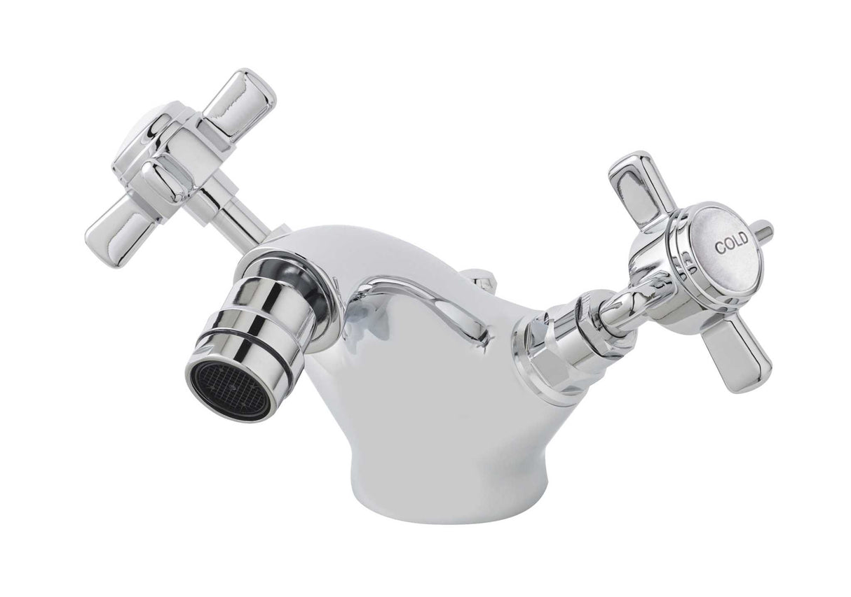 Nuie Dual Handle Luxury Mono Bidet Mixer Beaumont Tap Waste - Chrome -