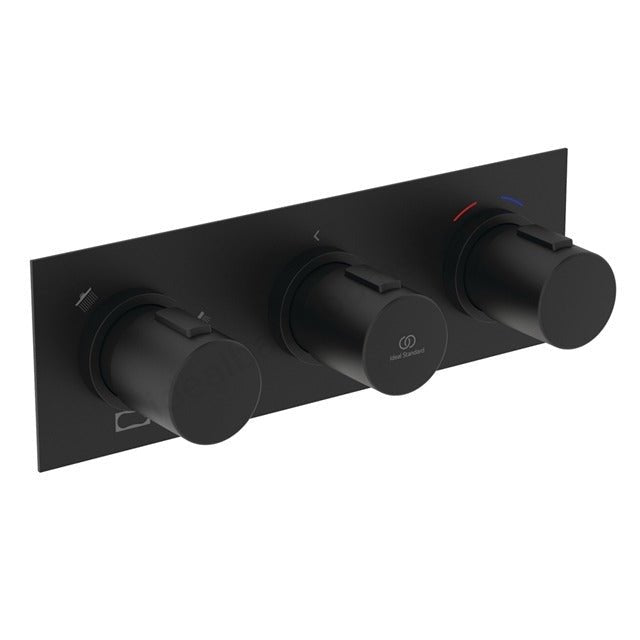Ideal Standard Ceratherm C100 Built - In 3 Outlet Round Shower Easybox Kit 1 & 2 - Black - A7664XG - TAP 'N' SHOWER