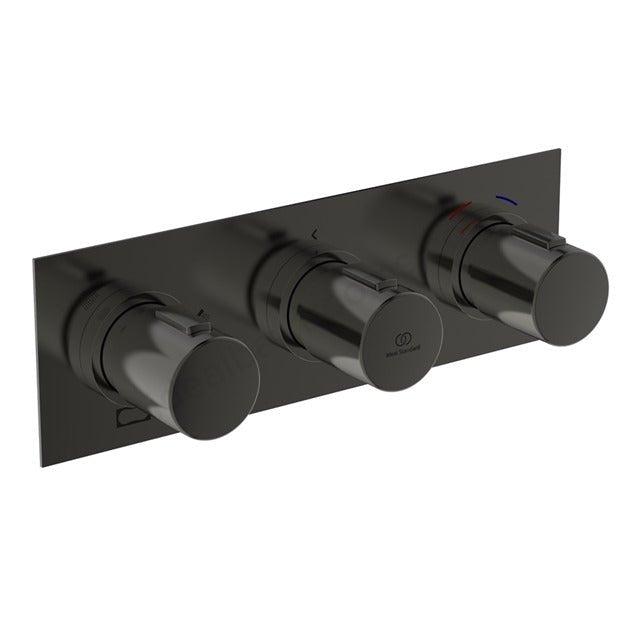 Ideal Standard Ceratherm C100 Built - In 3 Outlet Round Shower Easybox Kit 1 & 2 - Magnetic Grey - A7664A5 - TAP 'N' SHOWER