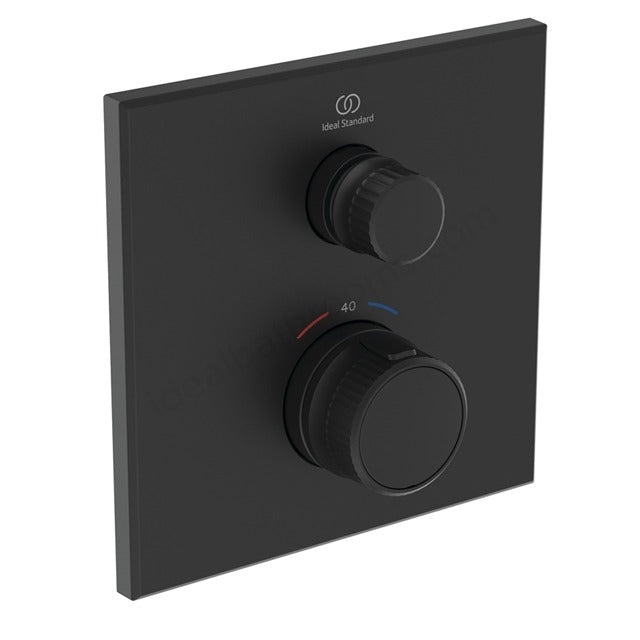 Ideal Standard Ceratherm Navigo Built - In Thermostatic 1 Outlet Square Shower Mixer - Silk Black - A7301XG - TAP 'N' SHOWER