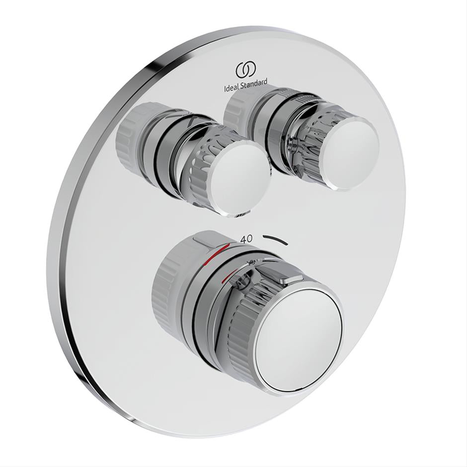 Ideal Standard Ceratherm Navigo Built - In Thermostatic 2 Outlet Round Shower Mixer - Chrome - A7296AA - TAP 'N' SHOWER