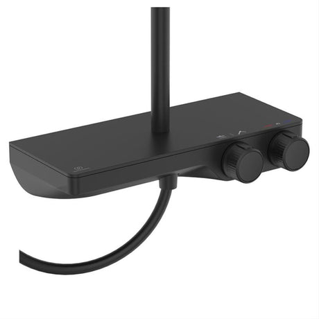 Ideal Standard Ceratherm S200 Thermo Shelf Shower System 300 Head; Stick handspray 1.75m Hose - Silk Black - A7631XG - TAP 'N' SHOWER