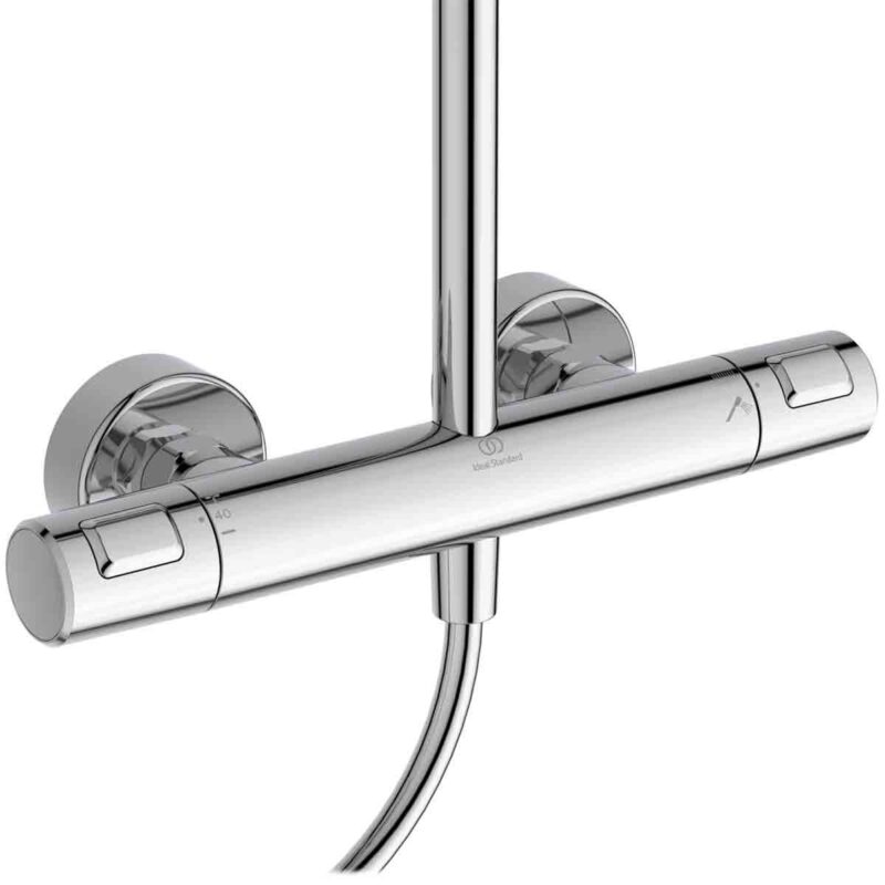 Ideal Standard Ceratherm T25+ Thermostatic Bar Shower Mixer with Shower Kit and Fixed Head - Chrome - A7211AA - TAP 'N' SHOWER