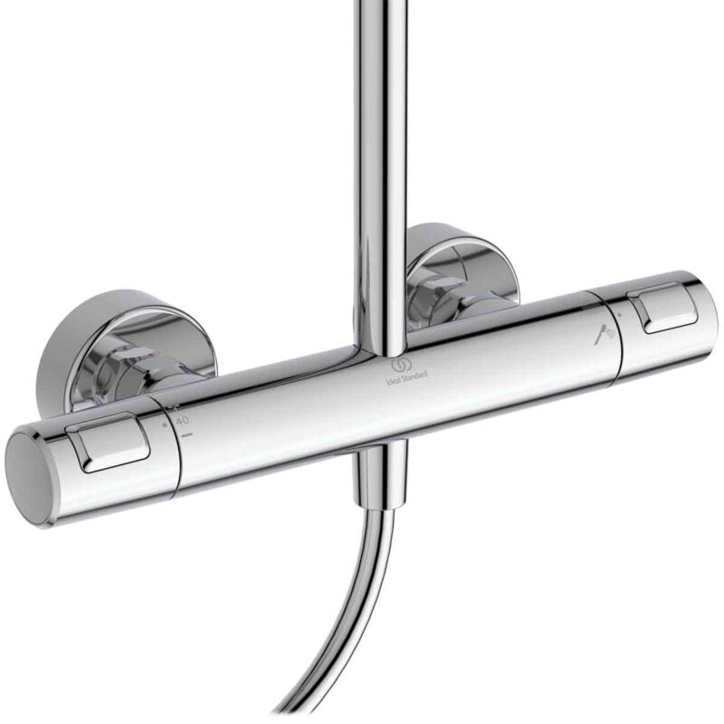 Ideal Standard Ceratherm T25+ Thermostatic Bar Shower Mixer with Shower Kit and Fixed Head - Chrome - A7211AA - TAP 'N' SHOWER