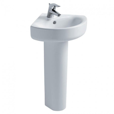 Ideal Standard Concept Arc 480mm White 1 Tap Hole Corner Basin - E792801 - TAP 'N' SHOWER
