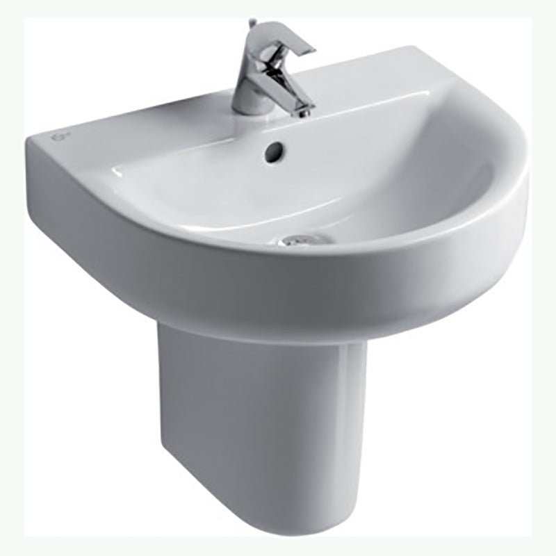 Ideal Standard Concept Arc 550mm white wall-mounted basin with one tap hole and smooth curved design