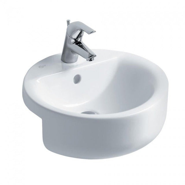 Ideal Standard Concept Sphere 450mm White Semi - Recessed 1 Tap Hole Basin - E797901 - TAP 'N' SHOWER