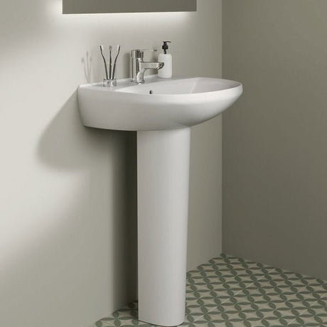 Ideal Standard Eurovit 1 Tap Hole 550mm Basin & Pedestal in a Box - White - E254701 - TAP 'N' SHOWER