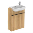 Ideal Standard I.life 2 Doors Compact Semi - countertop 60cm Washbasin Unit (Handles Sold Separately) - Coffee Oak - T5298NX - TAP 'N' SHOWER
