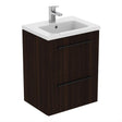 Ideal Standard I.life B 2 Drawer Compact 50cm Wall Hung Vanity Unit Only (Handles sold separately) - Coffee Oak - T5291NW - TAP 'N' SHOWER