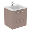 Ideal Standard I.life B 2 Drawers 60cm Wall Hung Vanity Unit Only (Handles sold separately) - Matt Griege - T5270NH - TAP 'N' SHOWER