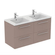 Ideal Standard I.life B 4 Drawer 120cm Wall Hung Vanity Unit Only (Handles sold separately) - Matt Griege - T5278NH - TAP 'N' SHOWER