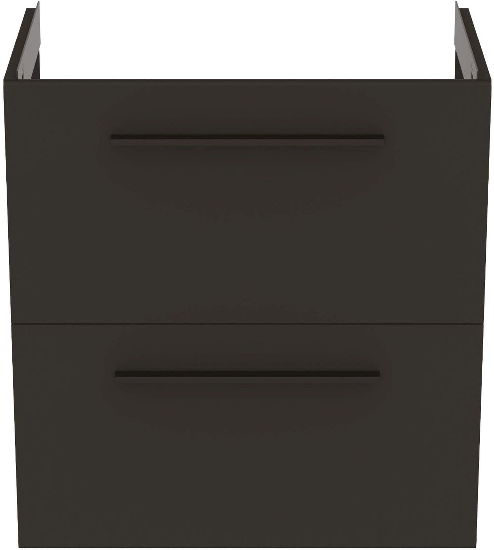 Ideal Standard i.life 2 Drawers Compact Wall Hung Vanity Unit 600mm - Carbon Grey Matt - T5293NV - TAP 'N' SHOWER