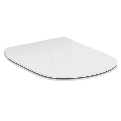 Ideal Standard Tesi white slim soft close toilet seat with cover and top fix hinges