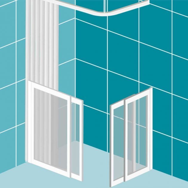 Impey Freeglide Left Handed Option 1 Corner Half Height Sliding Door 1400mm x 900mm - White - FG-1-14090W-L