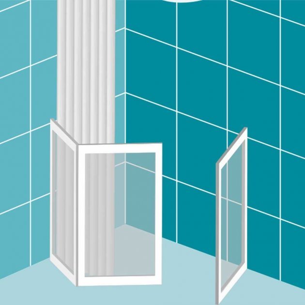 Impey Freeglide Left Handed Option J Corner Half Height Door 1200mm X 800mm - White - FG-J-12080W-L