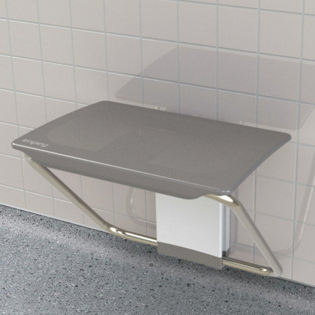 Impey Slimfold Modern Stainless Steel Bathroom Shower Bench - Grey - SFB250WGY