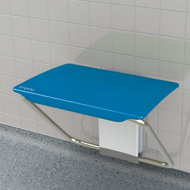 Impey Slimfold Modern Stainless Steel Shower Bench - Sky Blue - SFB250WSB