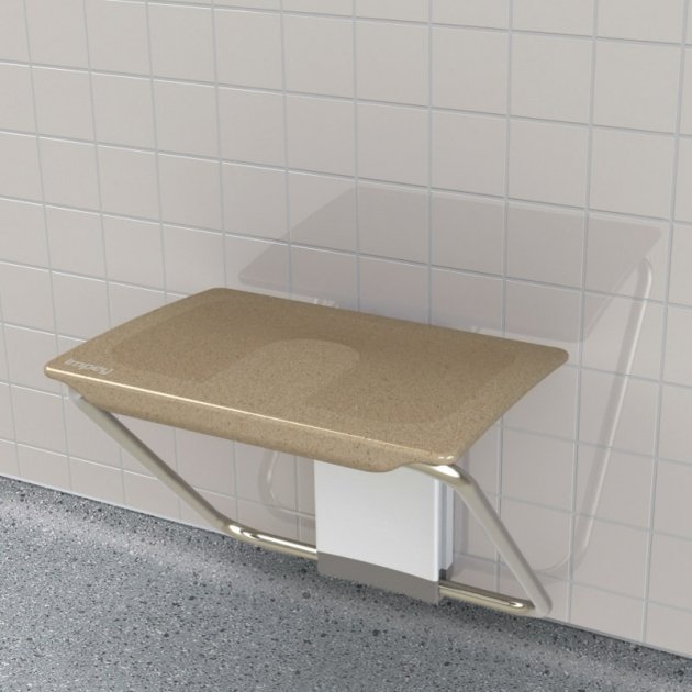 Impey Slimfold Stainless Steel Shower Bench - Sandstone - SFB250WSS - TAP 'N' SHOWER