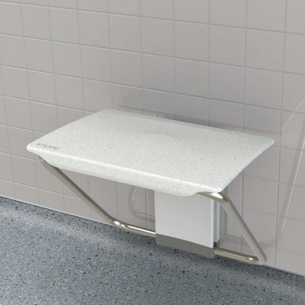 Impey Slimfold Modern Stainless Steel Assisted Living Shower Bench - White - SFB250WWS - TAP 'N' SHOWER