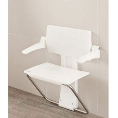 Impey Slimfold Modern Stainless Steel Bathroom Shower Seat - White - SFS250WWS