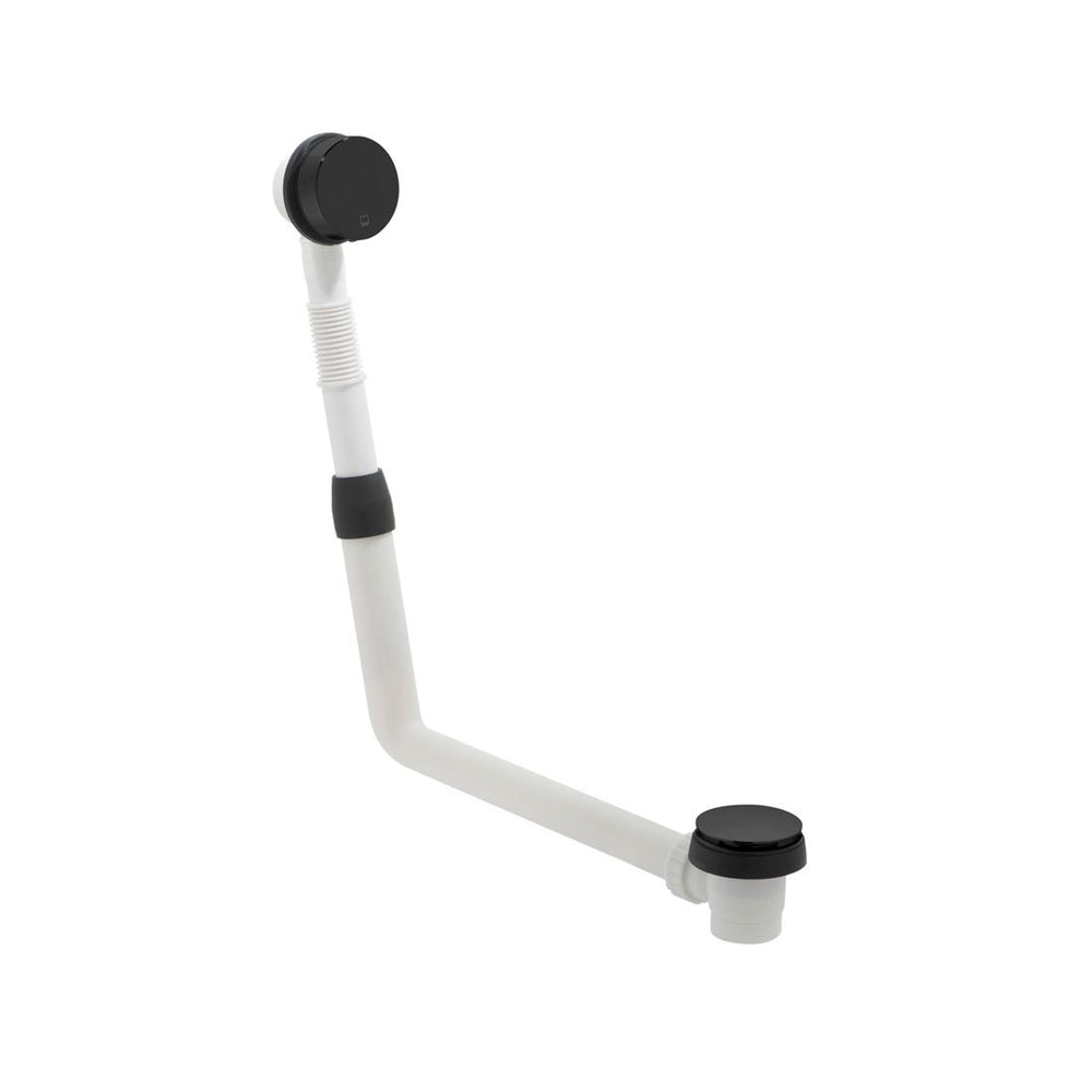 Vado Omika Clic - Clac Round Bath Waste with Overflow - Polished Black - IND - 71389/RO - PB - TAP 'N' SHOWER