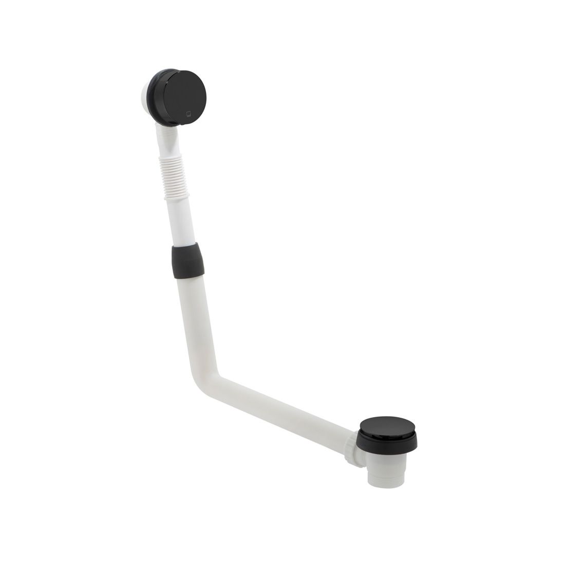 Vado Omika Clic - Clac Round Bath Waste with Overflow - Polished Black - IND - 71389/RO - PB - TAP 'N' SHOWER