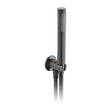 Vado Zoo brushed black single function handheld shower head with hose bracket and integrated outlet