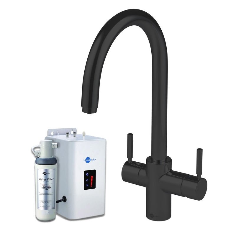 InSinkErator 3N1 J Shape Kitchen Sink Mixer Tap with Neo Tank and Filter - Velvet Black - AIS314 - TAP 'N' SHOWER
