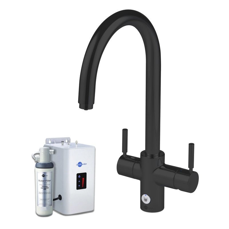 InSinkErator 4N1 J Shape Kitchen Sink Mixer Tap with Neo Tank and Filter - Velvet Black - AIS833 - TAP 'N' SHOWER