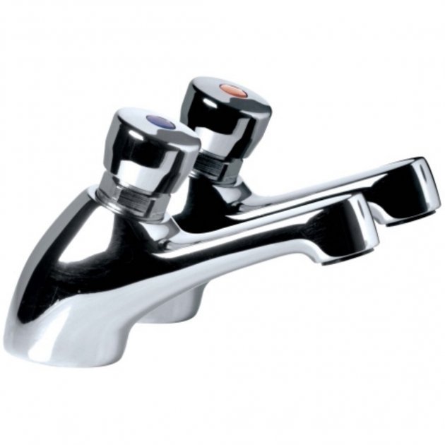 Inta Modern Commercial Non Concussive Self Closing Taps Pair - Chrome - NC160CP - TAP 'N' SHOWER