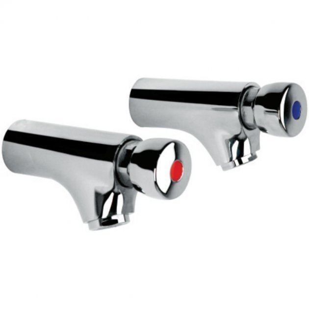 Inta Modern Non - Concussive Wall Mounted Basin Taps Pair - Chrome - NC170CP - TAP 'N' SHOWER